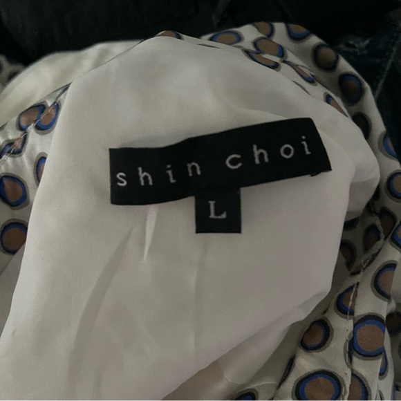 NWT Shin Choi White and Black Casual Button Down Polka Dot Accents Size L - Picture 9 of 9
